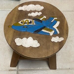 Wooden Stool with Airplane Design